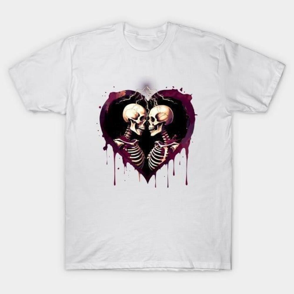 Skeleton Couple Love Lightning Valentine Tshirt